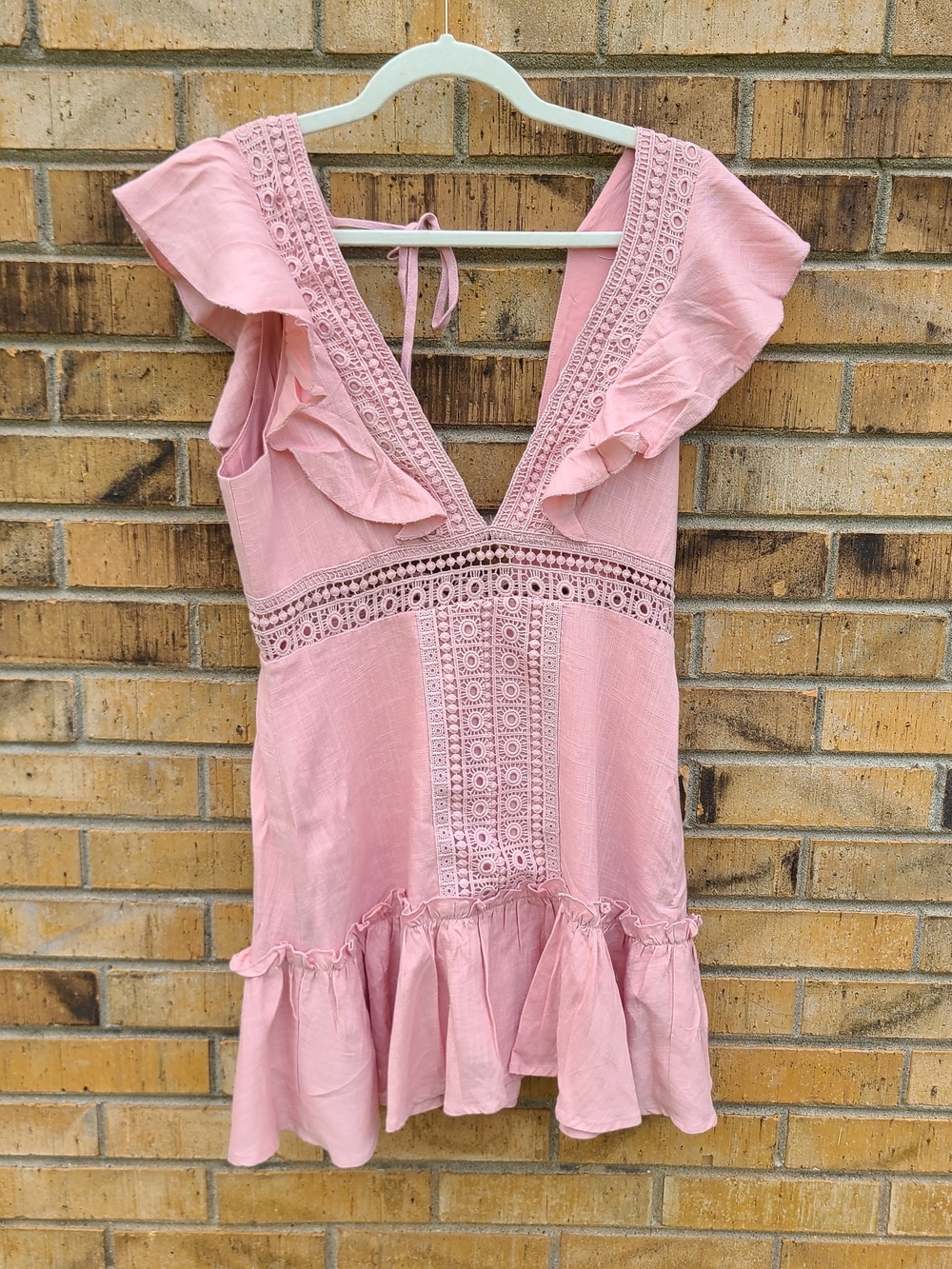 Forever 21 Pink Lace Ruffle Mini Dress